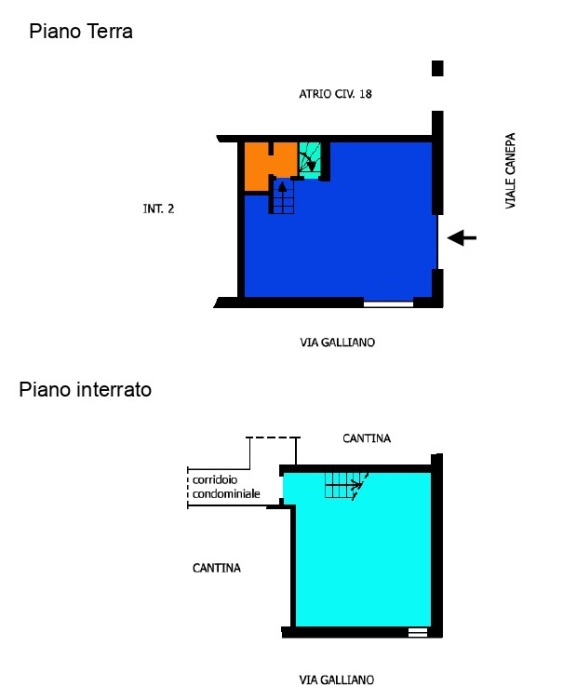 Planimetria negozio e cantina